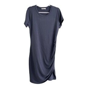 AXIS Dress Womens Blue Short Sleeve Ruched Stretch USA Made Mini T-Shirt Size L